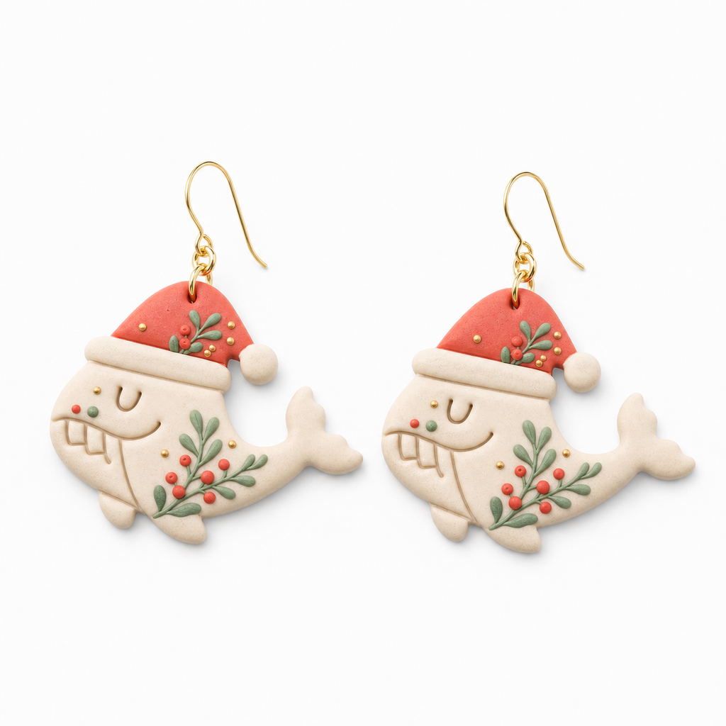 Christmas Whale Polymer Clay Cutter | Festive Earring Tool