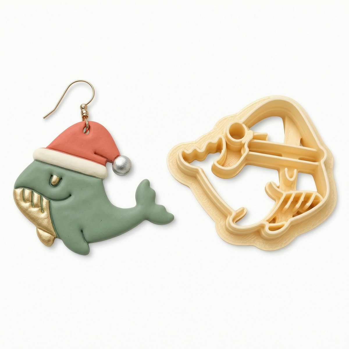 Christmas Whale Polymer Clay Cutter | Festive Earring Tool
