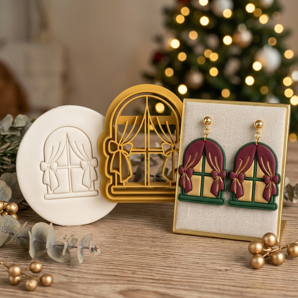 Christmas Windows Polymer Clay Cutter | Festive Earring Tool