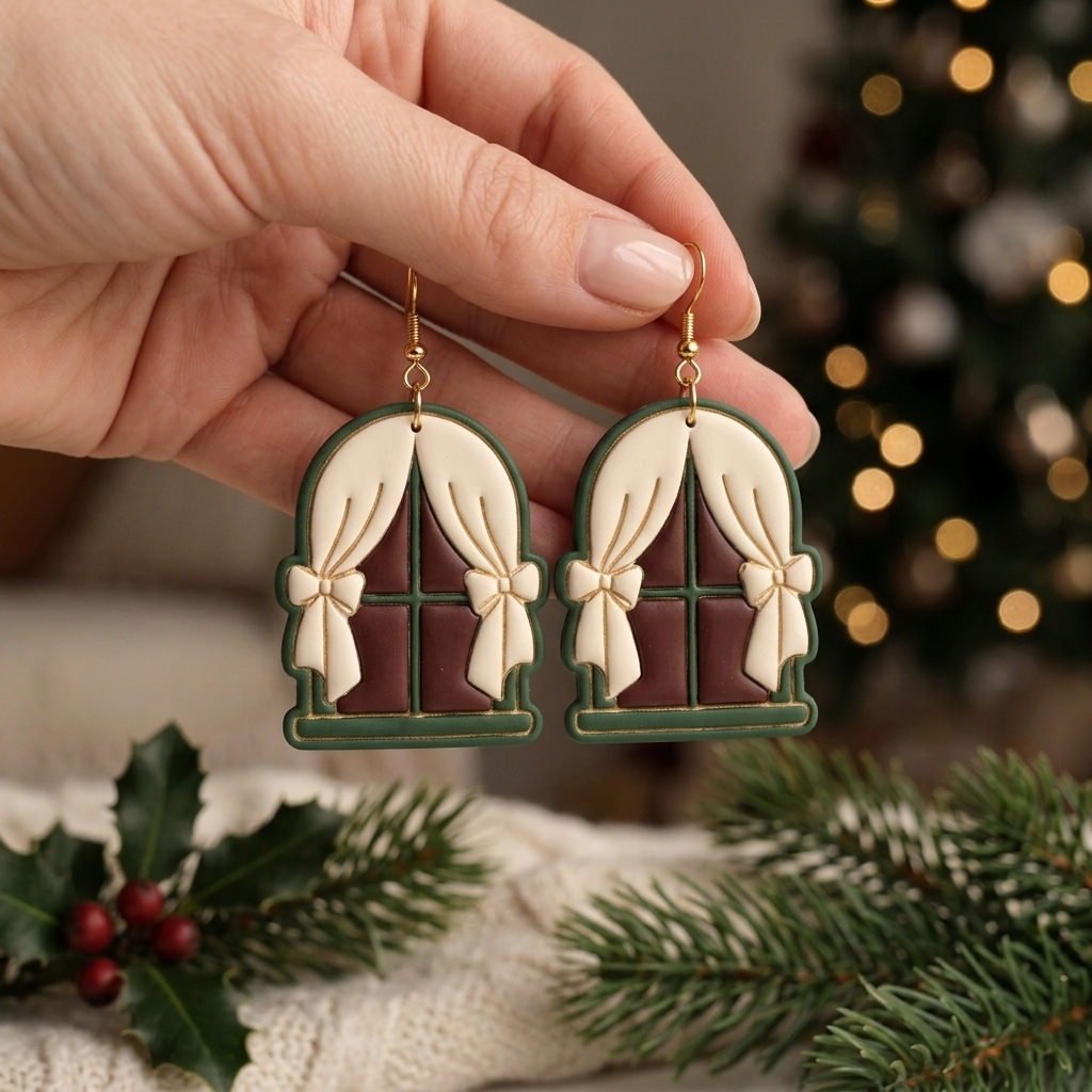 Christmas Windows Polymer Clay Cutter | Festive Earring Tool