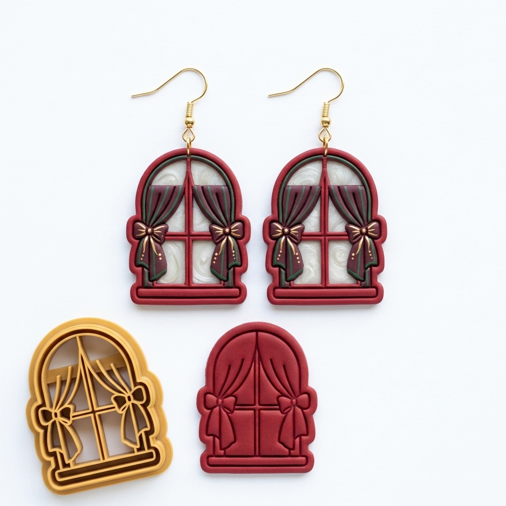 Christmas Windows Polymer Clay Cutter | Festive Earring Tool