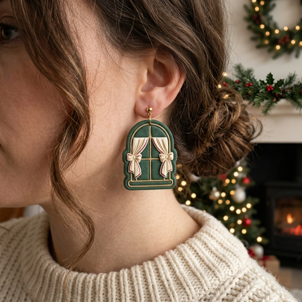 Christmas Windows Polymer Clay Cutter | Festive Earring Tool