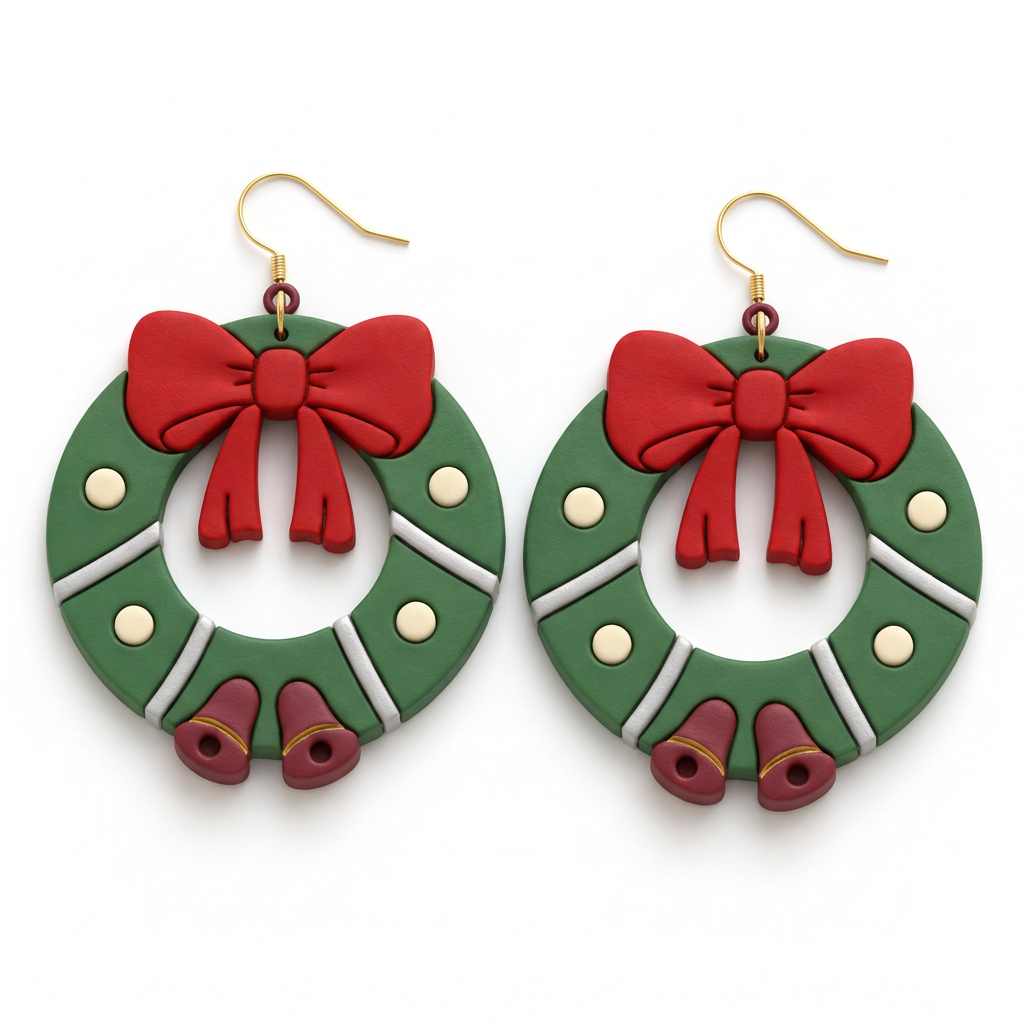 Christmas Wreath 3 Polymer Clay Cutter | Festive Earring Tool