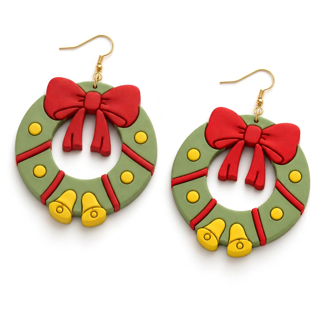 Christmas Wreath 3 Polymer Clay Cutter | Festive Earring Tool