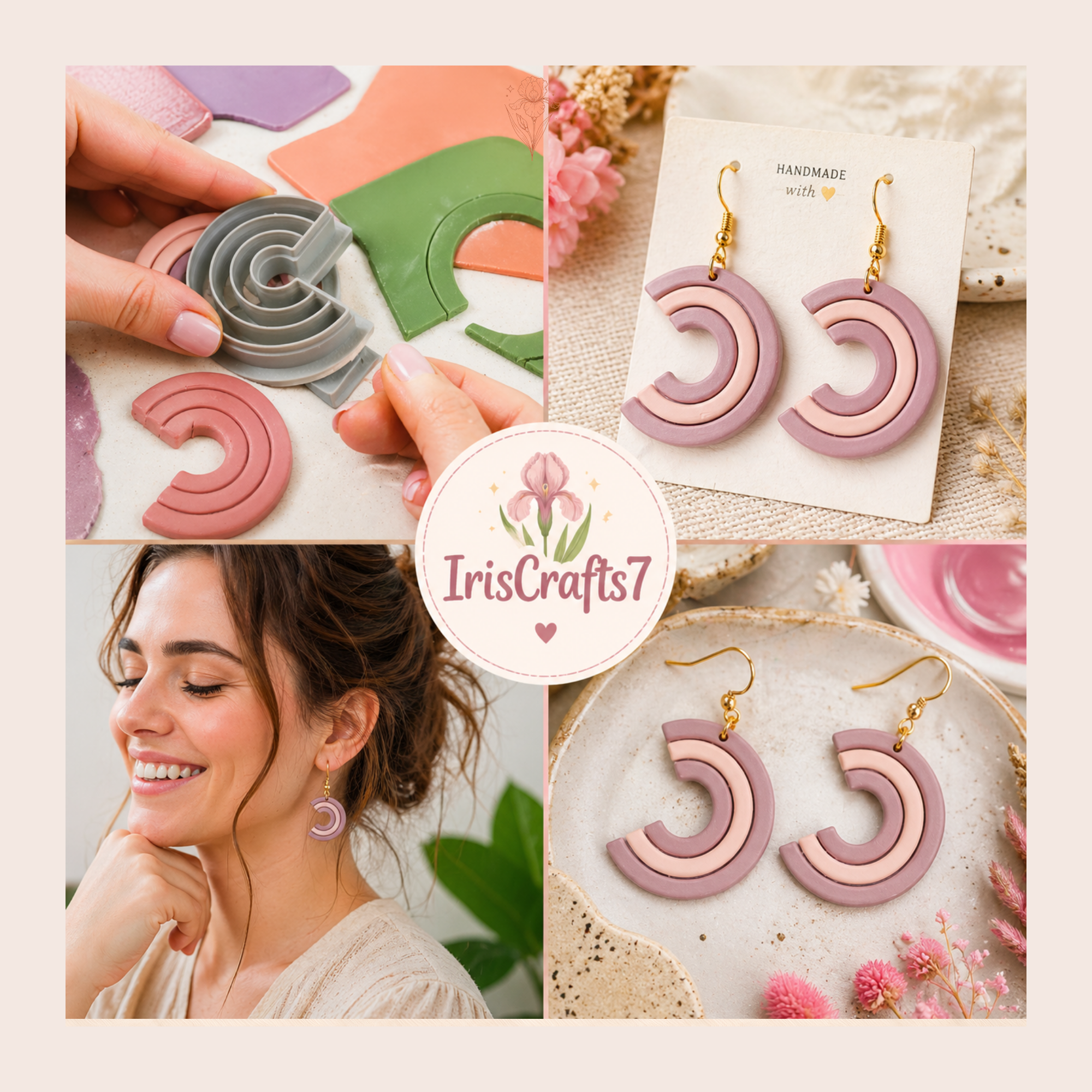 Circle Hoop with Lines Polymer Clay Cutter 25–40mm | Geometric Earring Cutter | IrisCrafts7