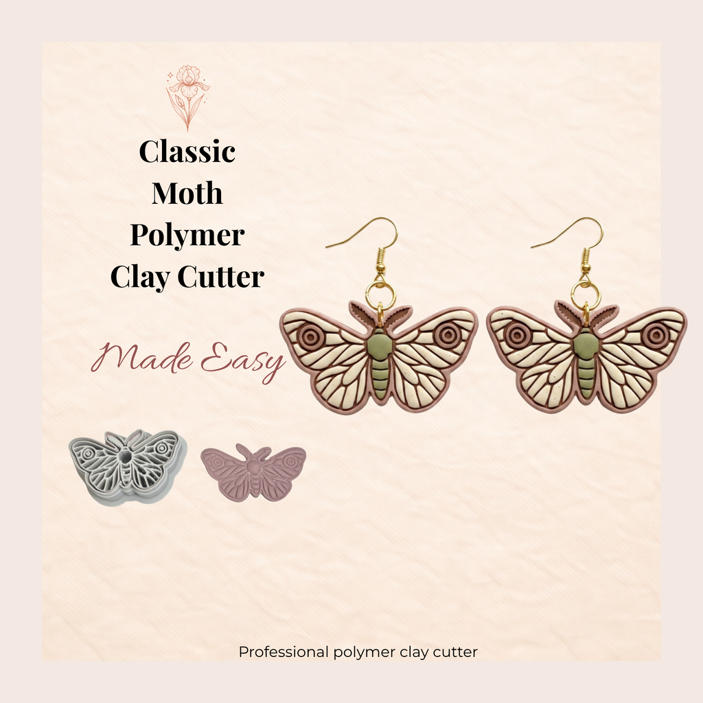 Classic Moth Polymer Clay Cutter 35–50mm | Gothic Earring Cutter | IrisCrafts7