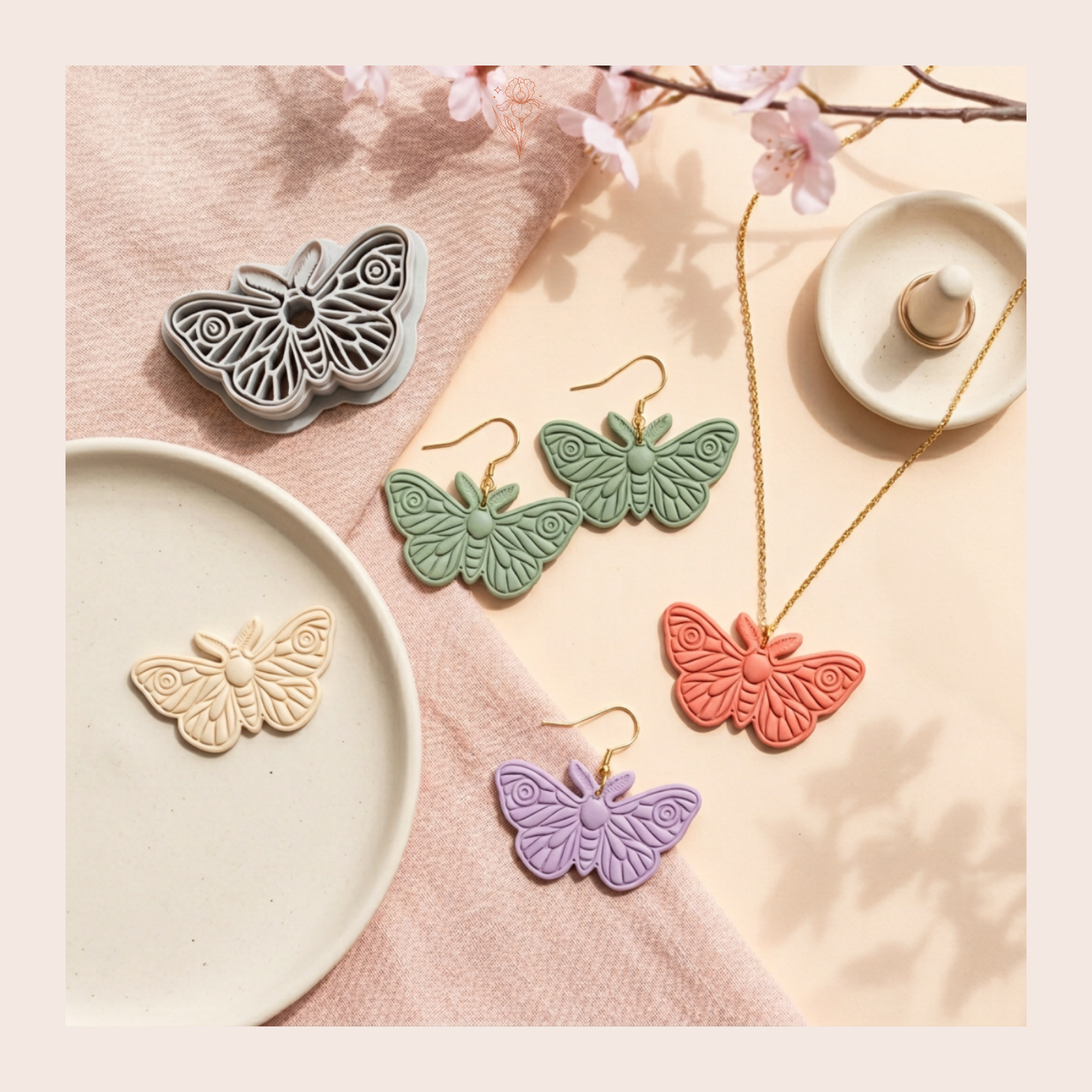 Classic Moth Polymer Clay Cutter 35–50mm | Gothic Earring Cutter | IrisCrafts7