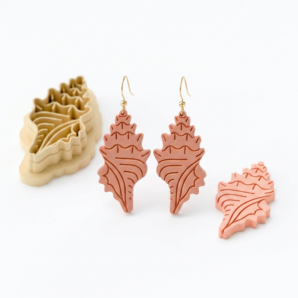 Conch Seashell Polymer Clay Cutter | 30–50mm | Conch Shell Shape Clay Cutter | Earring Jewellery Making Tool
