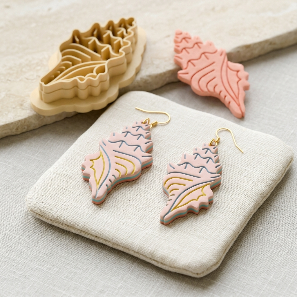 Conch Seashell Polymer Clay Cutter | 30–50mm | Conch Shell Shape Clay Cutter | Earring Jewellery Making Tool