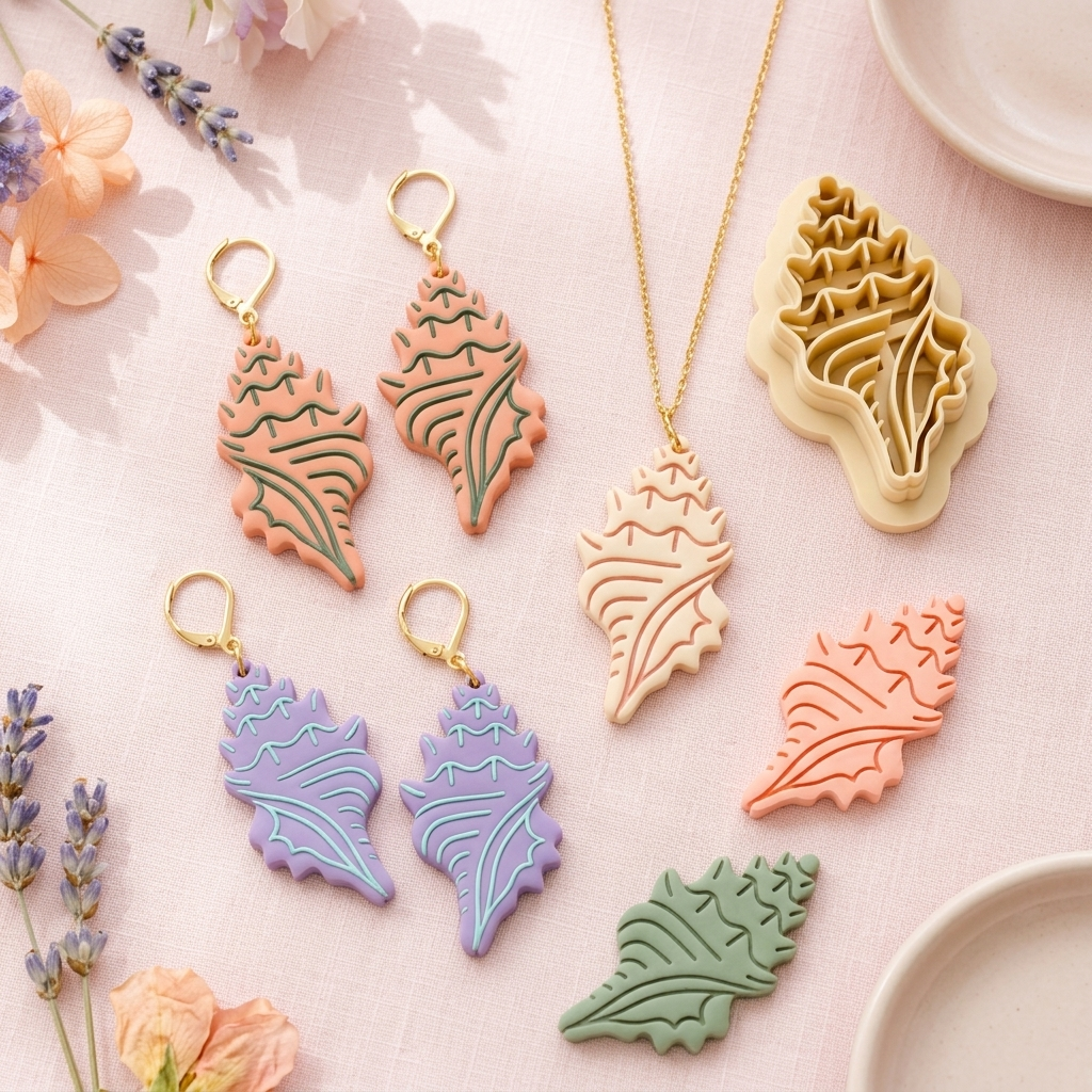 Conch Seashell Polymer Clay Cutter | 30–50mm | Conch Shell Shape Clay Cutter | Earring Jewellery Making Tool