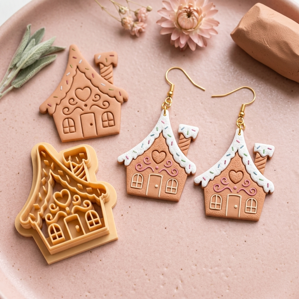Cookie House Polymer Clay Cutter | Christmas Earring Tool