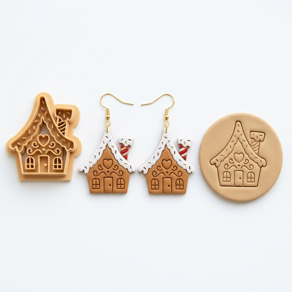 Cookie House Polymer Clay Cutter | Christmas Earring Tool
