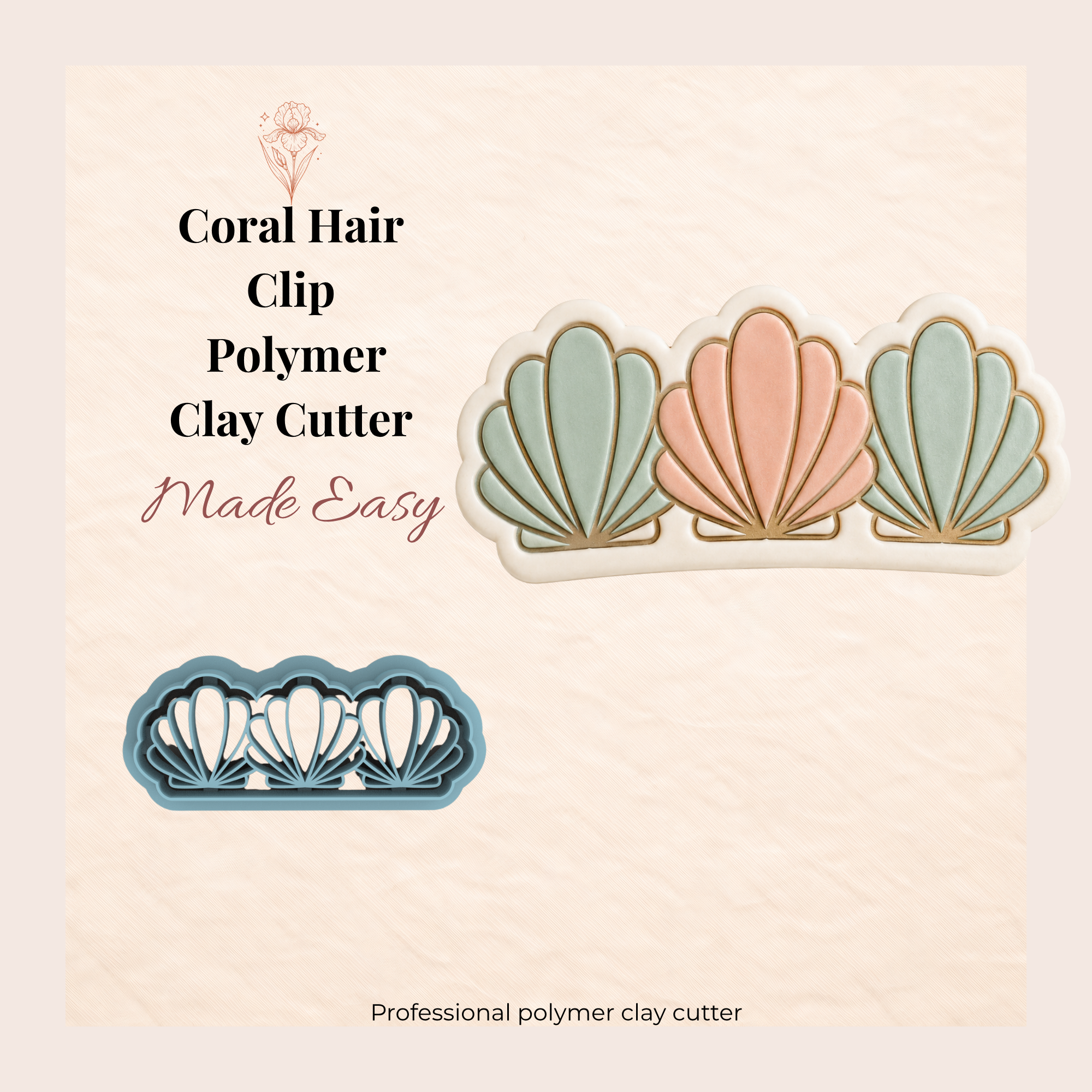 Coral Hair Clip Polymer Clay Cutter | 45–60mm | Coral Shape Clay Cutter | Hair Clip Jewellery Making Tool