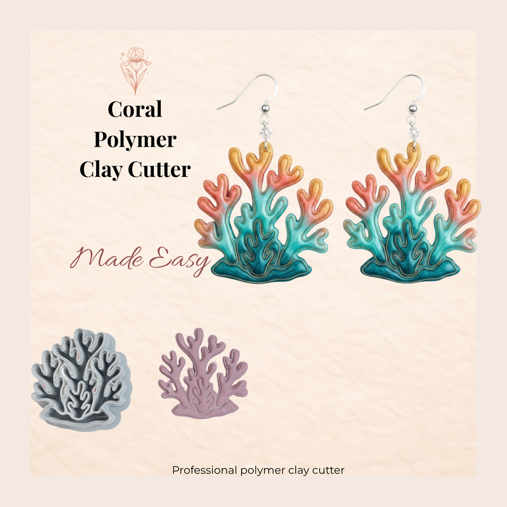 Coral Polymer Clay Cutter | 3D Printed Clay Earring Cutter | Ocean Sea Shape Cutter for Clay Jewellery Making | Clay Earring Tool