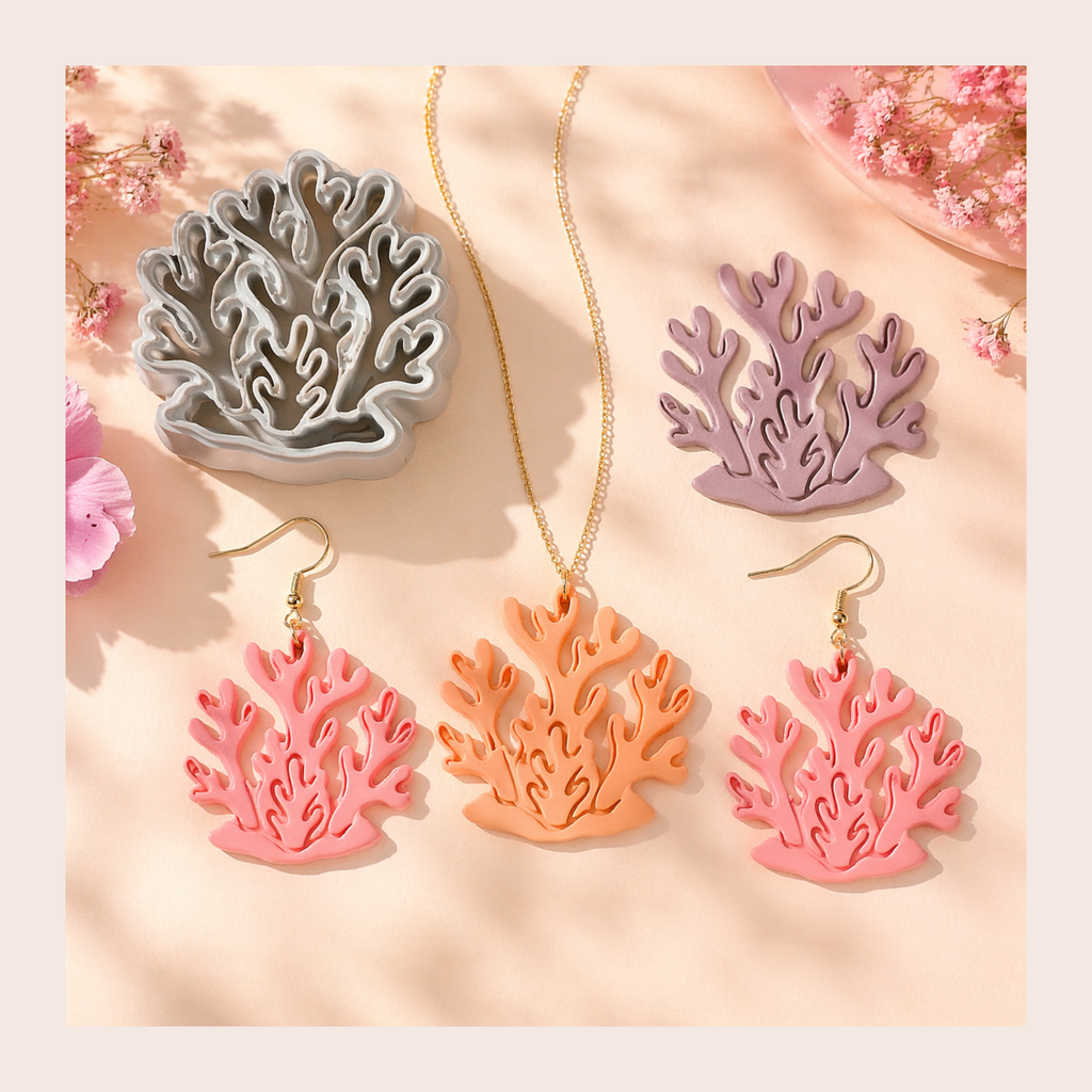 Coral Polymer Clay Cutter | 3D Printed Clay Earring Cutter | Ocean Sea Shape Cutter for Clay Jewellery Making | Clay Earring Tool