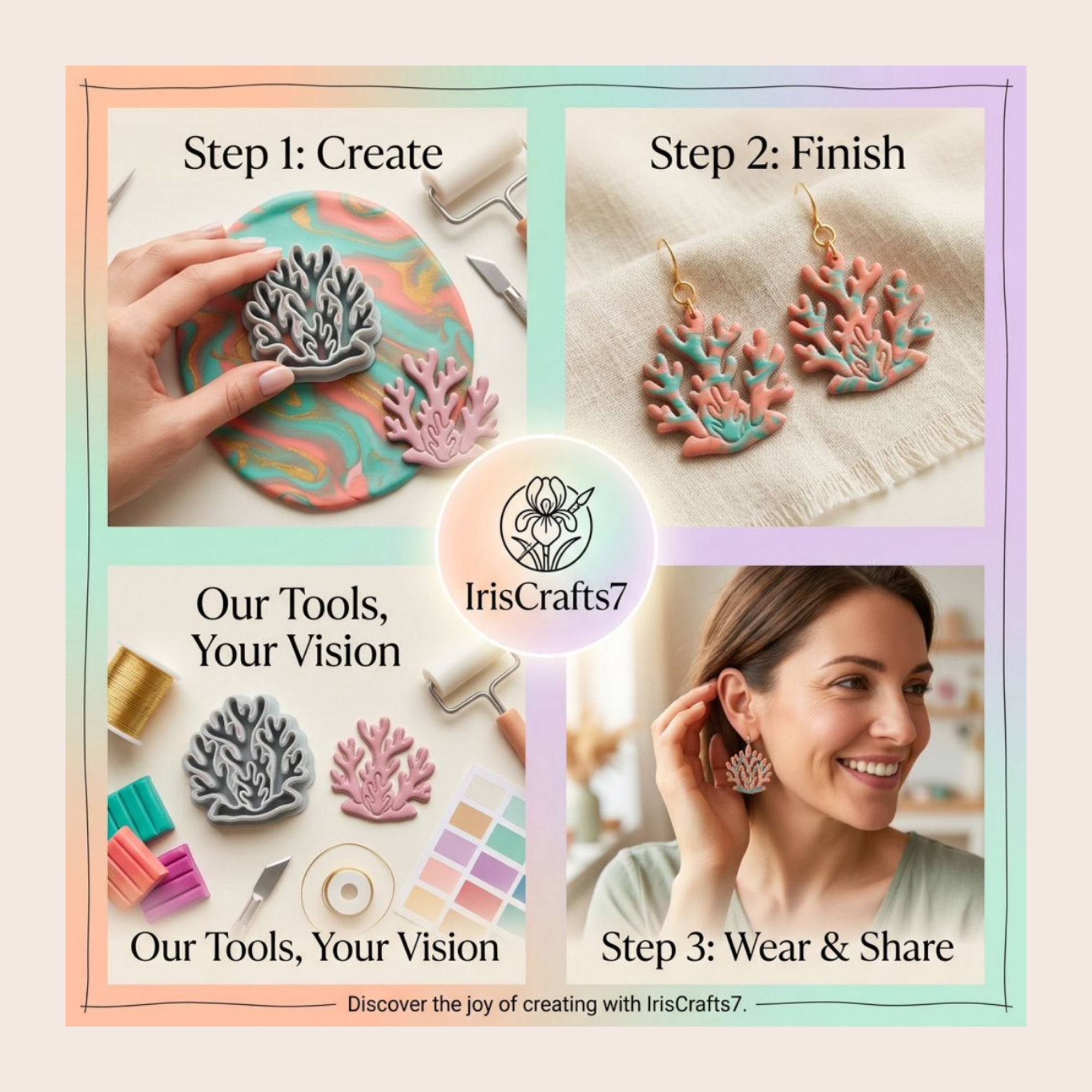 Coral Polymer Clay Cutter | 3D Printed Clay Earring Cutter | Ocean Sea Shape Cutter for Clay Jewellery Making | Clay Earring Tool