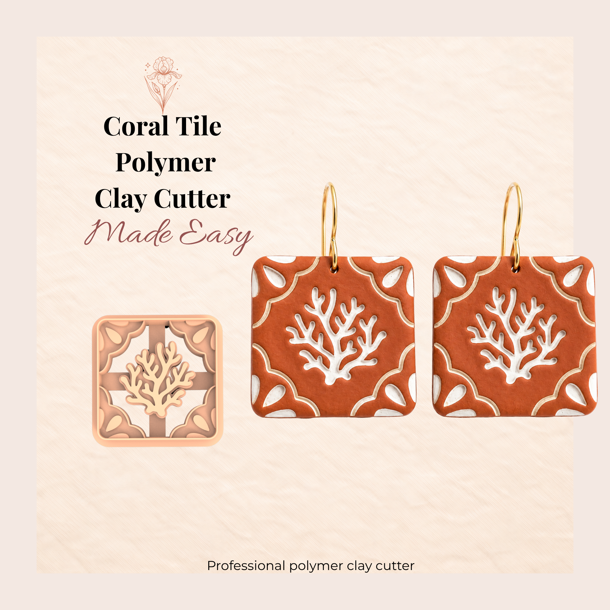 Coral Tile Polymer Clay Cutter | 20–40mm | Coral Tile Shape Clay Cutter | Earring Jewellery Making Tool