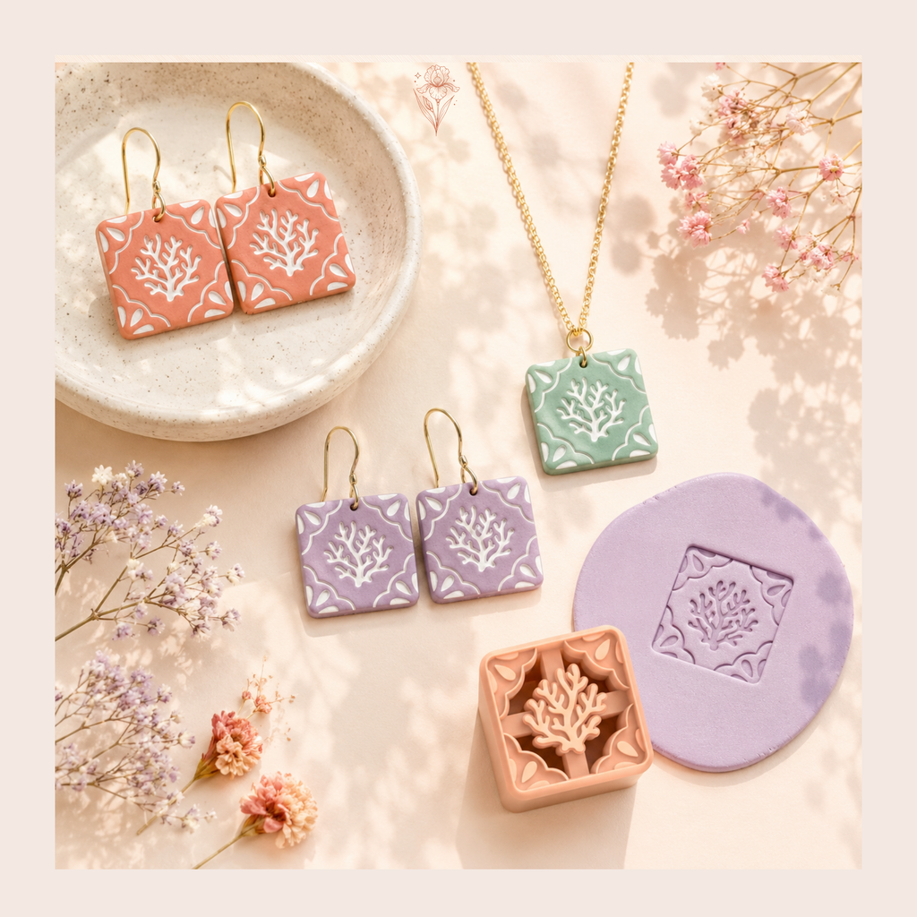 Coral Tile Polymer Clay Cutter | 20–40mm | Coral Tile Shape Clay Cutter | Earring Jewellery Making Tool