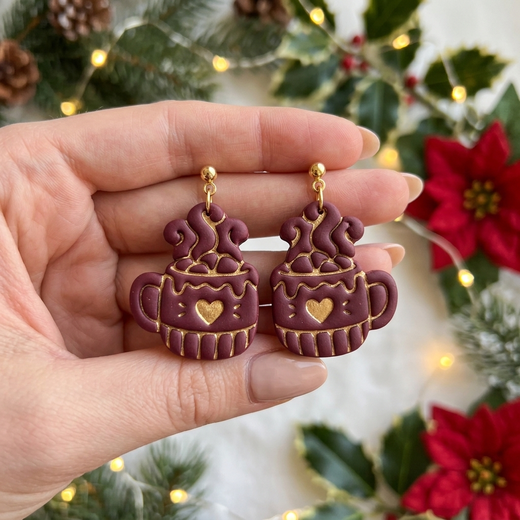 Cosy Marshmallow Mug Polymer Clay Cutter | Winter Earring Tool