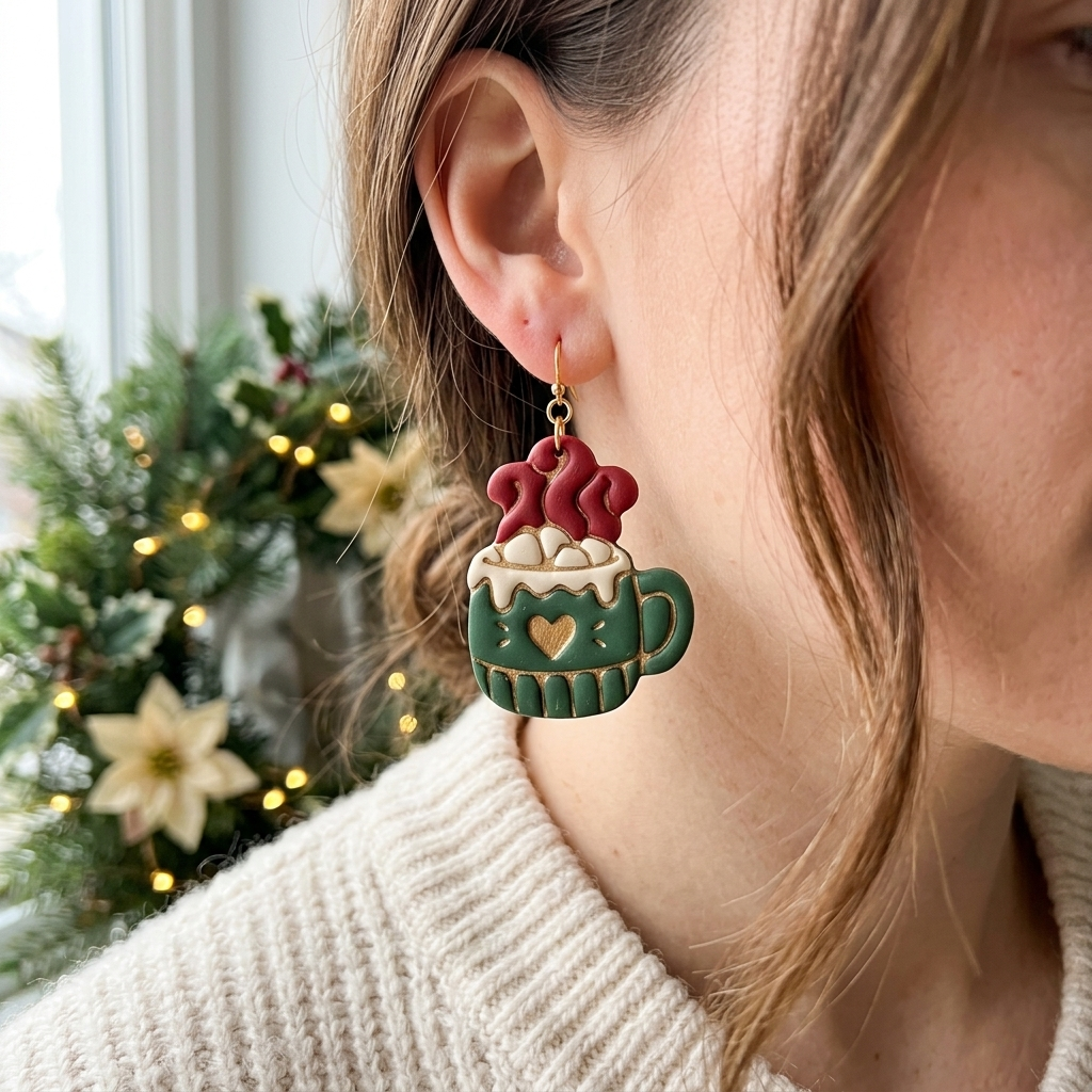 Cosy Marshmallow Mug Polymer Clay Cutter | Winter Earring Tool