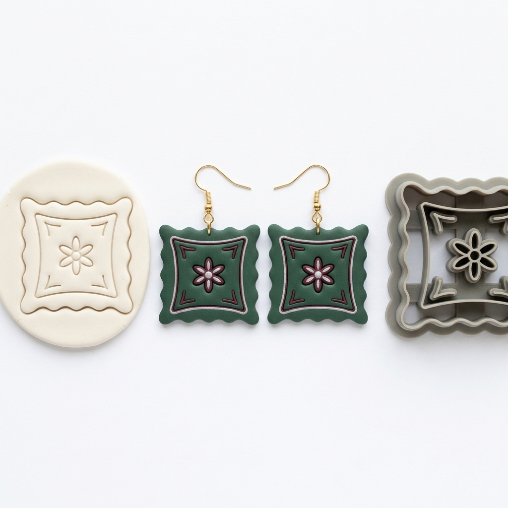 Cottage Pillow 1 Polymer Clay Cutter | Cottagecore Earring Tool