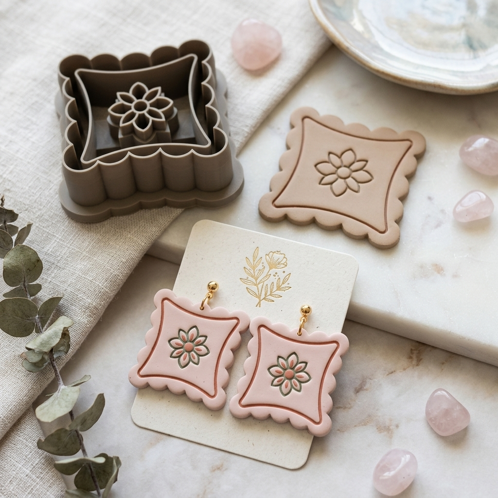 Cottage Pillow 2 Polymer Clay Cutter | Cottagecore Earring Tool