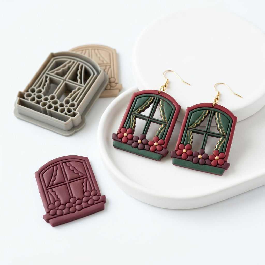 Cottage Window Polymer Clay Cutter | Cottagecore Earring Tool