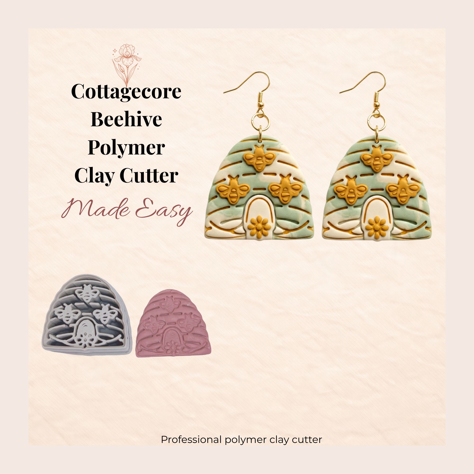 Cottagecore Beehive Polymer Clay Cutter | Sharp Earring Cutter | Floral Clay Tool | Polymer Clay Jewellery Making