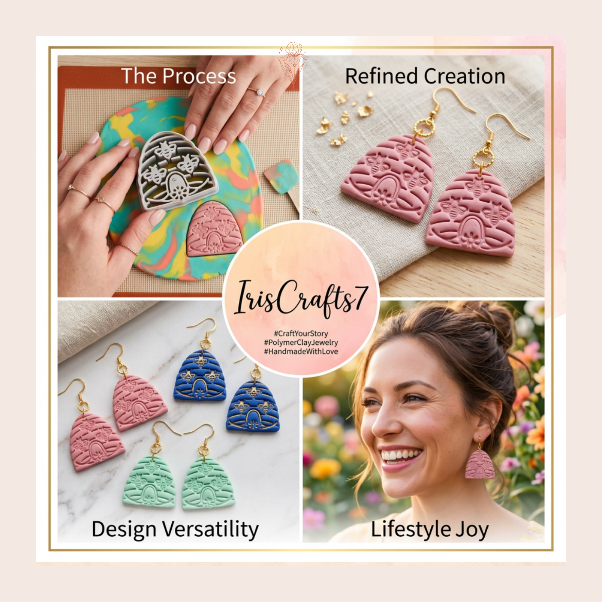 Cottagecore Beehive Polymer Clay Cutter | Sharp Earring Cutter | Floral Clay Tool | Polymer Clay Jewellery Making