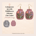Cottagecore Jar with Wildflowers Polymer Clay Cutter | 30mm 35mm 40mm 45mm 50mm | Sharp Earring Cutter | Floral Clay Tool | Polymer Clay Jewellery Making