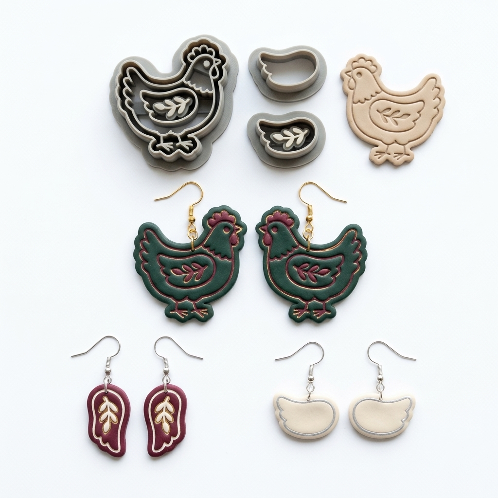 Country Hen Polymer Clay Cutter Set | Farmhouse Earring Tool