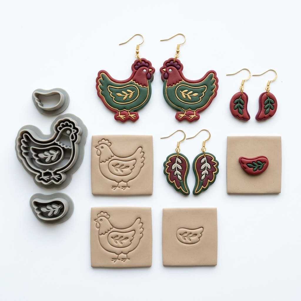 Country Hen Polymer Clay Cutter Set | Farmhouse Earring Tool