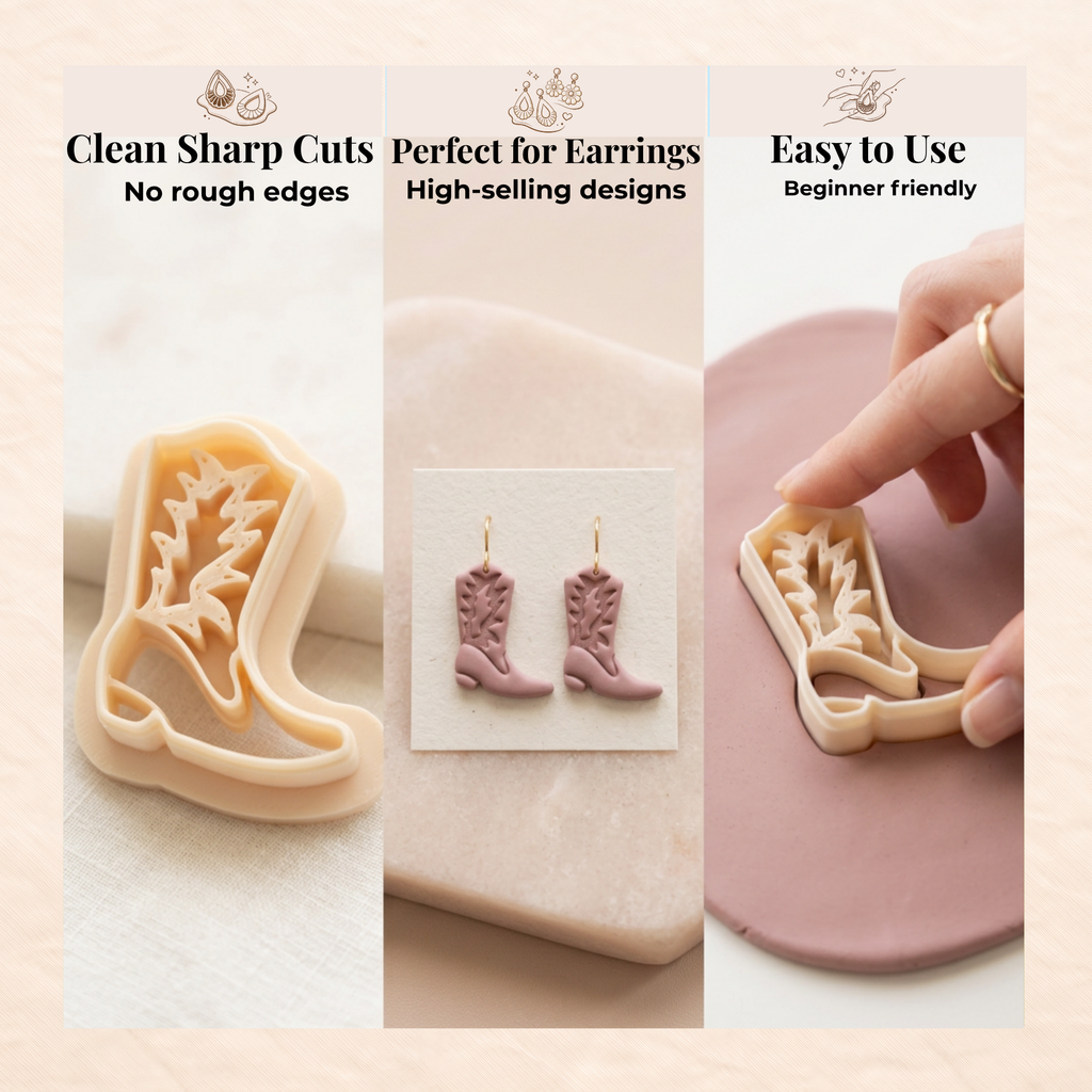 Cowboy Boot Polymer Clay Cutter – Western Earring Cutter, Clay Tool for Jewelry Making