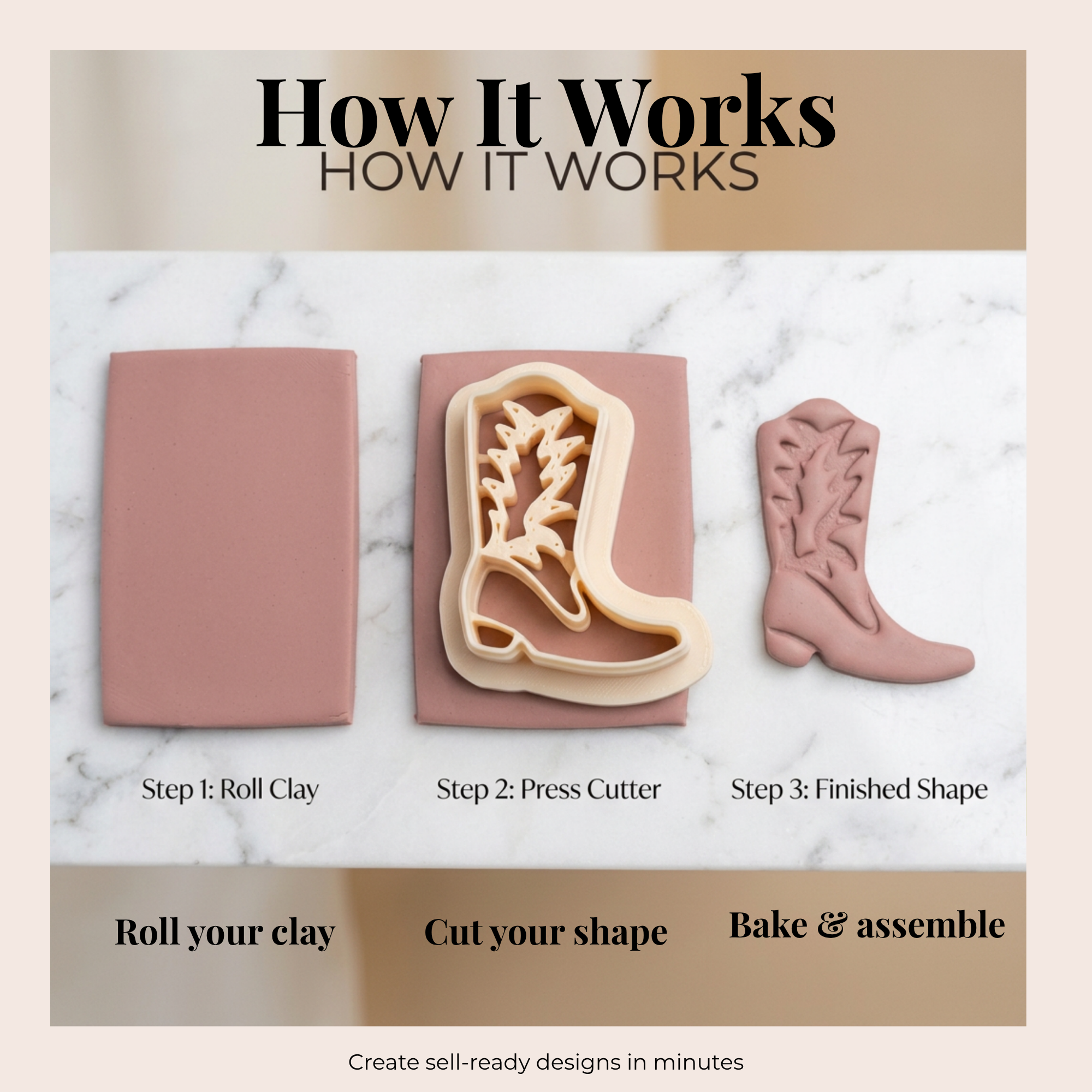 Cowboy Boot Polymer Clay Cutter – Western Earring Cutter, Clay Tool for Jewelry Making