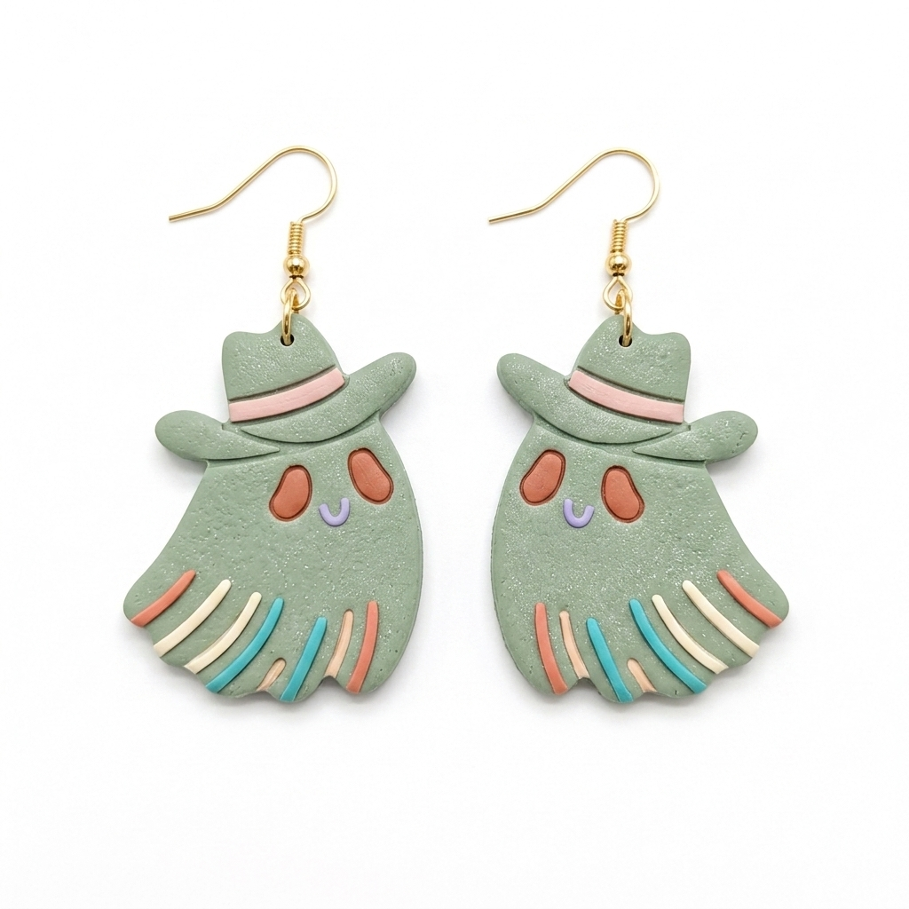 Cowboy Ghost 2 Polymer Clay Cutter | 25–45mm Halloween Earring Cutter | IrisCrafts7
