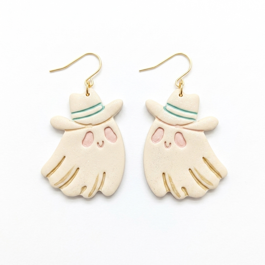 Cowboy Ghost 2 Polymer Clay Cutter | 25–45mm Halloween Earring Cutter | IrisCrafts7