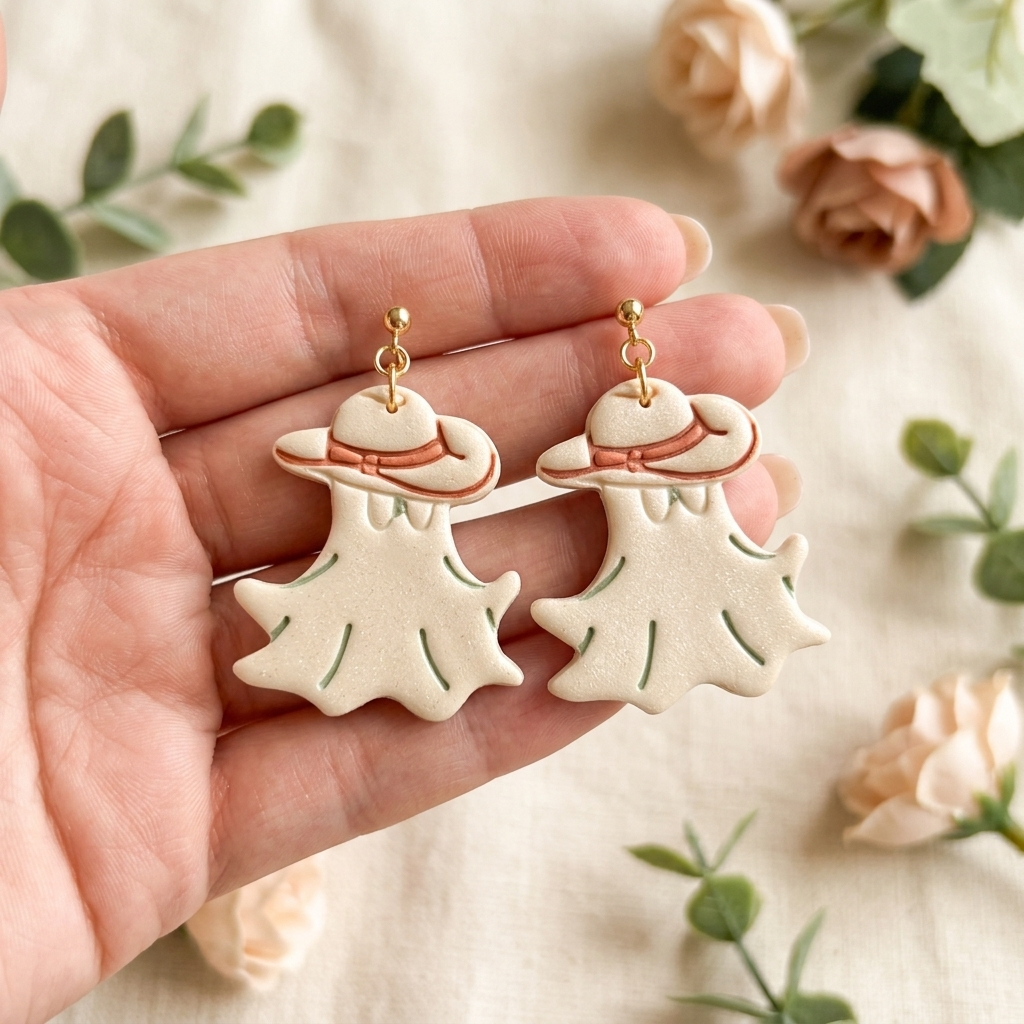 Cowboy Ghost 3 Polymer Clay Cutter | 25–45mm Halloween Earring Cutter | IrisCrafts7