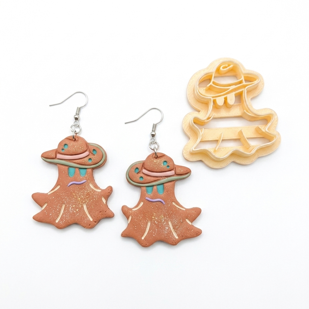 Cowboy Ghost 3 Polymer Clay Cutter | 25–45mm Halloween Earring Cutter | IrisCrafts7