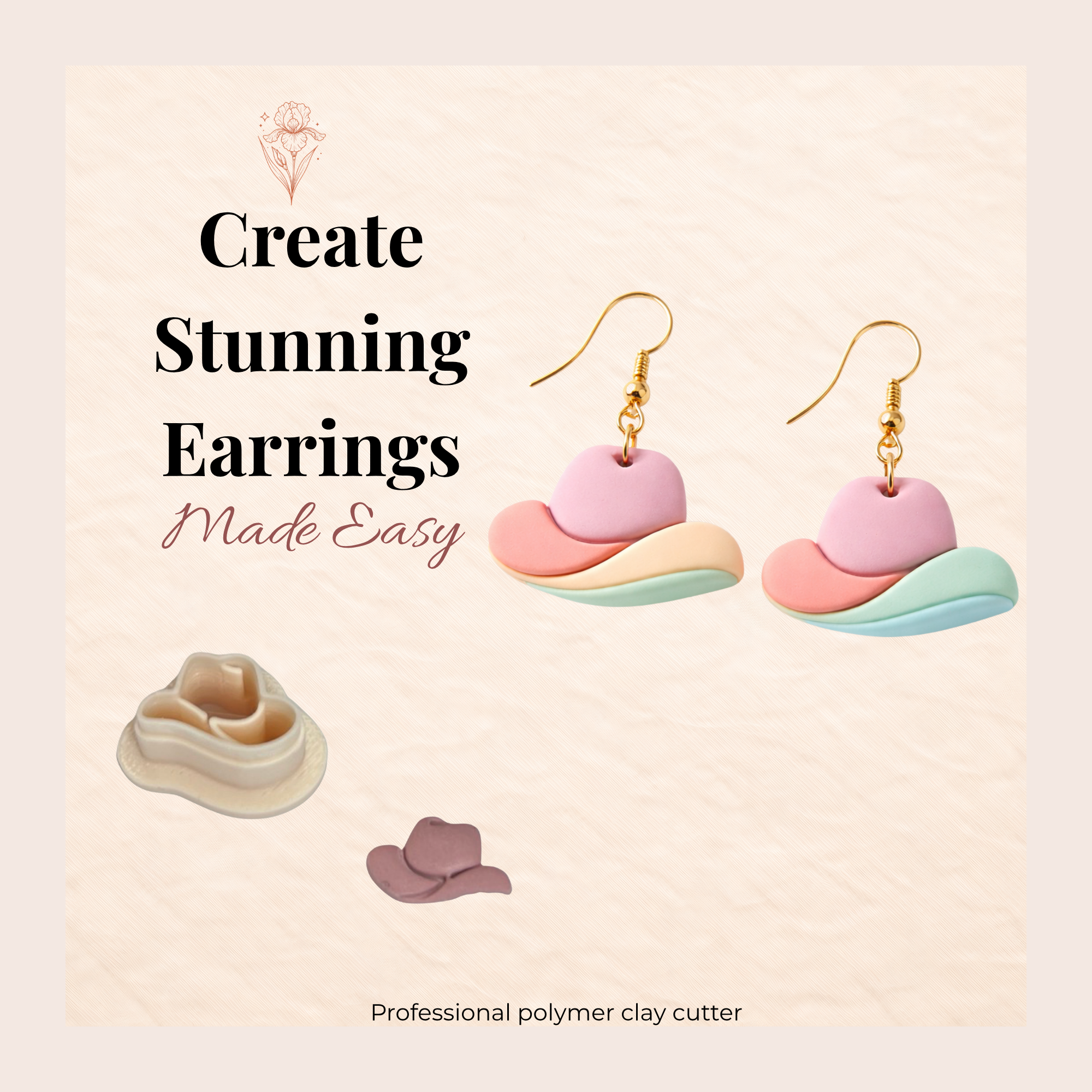 Cowboy Hat Polymer Clay Cutter – Western Earrings Cutter – Clay Tools for Jewellery Making