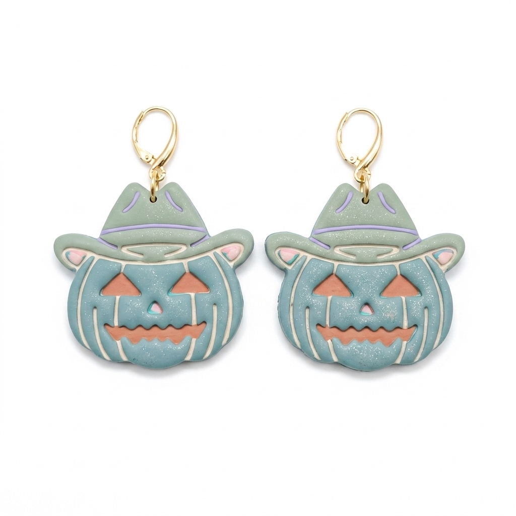 Cowboy Pumpkin 2 Polymer Clay Cutter | 25–45mm Halloween Earring Cutter | IrisCrafts7