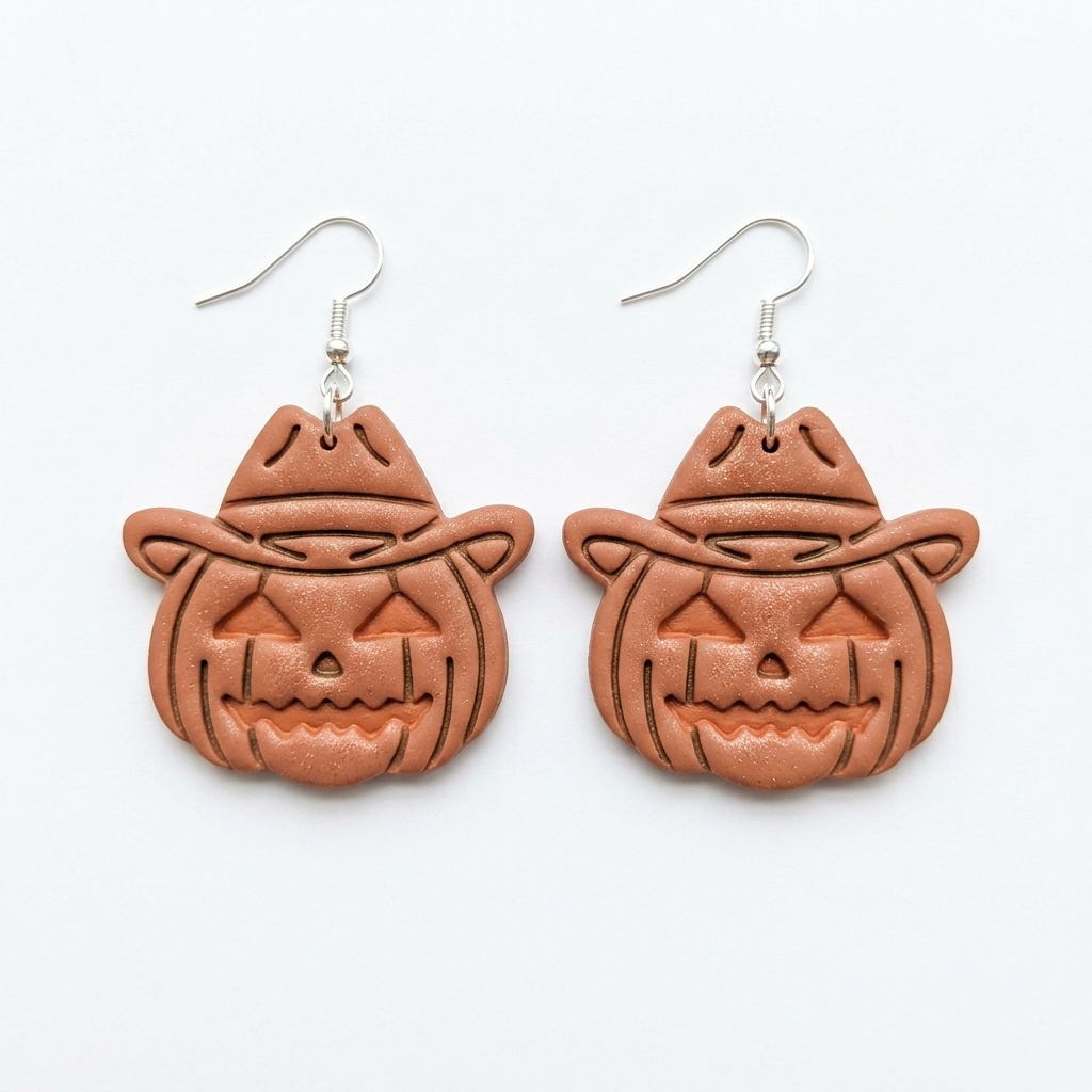 Cowboy Pumpkin 2 Polymer Clay Cutter | 25–45mm Halloween Earring Cutter | IrisCrafts7