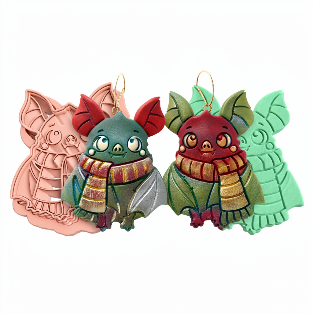 Cozy Bat Polymer Clay Cutter | Winter Christmas Earring Tool