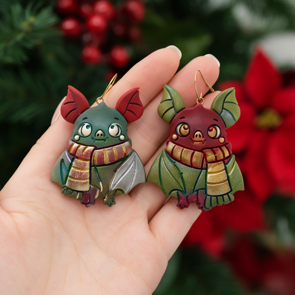 Cozy Bat Polymer Clay Cutter | Winter Christmas Earring Tool