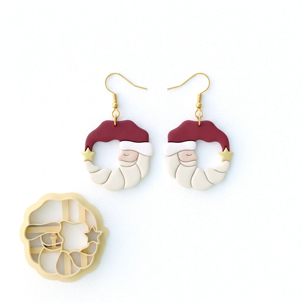 Crescent Santa Polymer Clay Cutter | Christmas Earring Tool