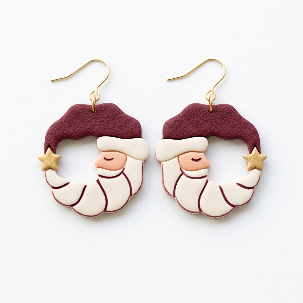 Crescent Santa Polymer Clay Cutter | Christmas Earring Tool