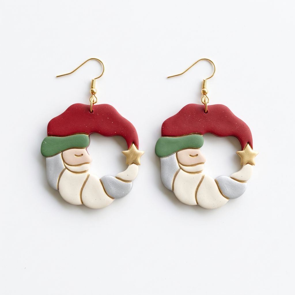 Crescent Santa Polymer Clay Cutter | Christmas Earring Tool