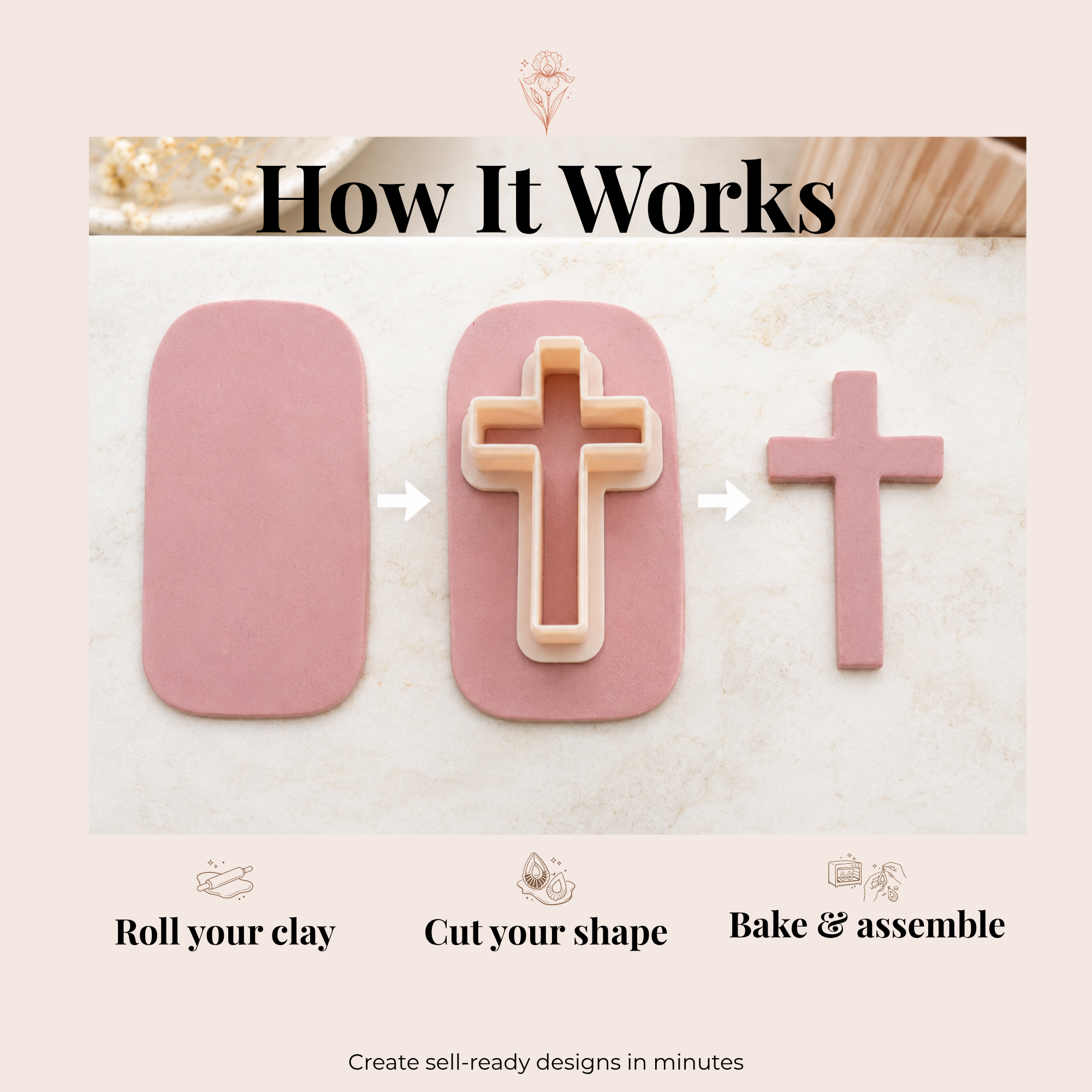 Cross 2 Polymer Clay Cutter | 25–40mm | Cross Shape Clay Cutter | Earring Jewellery Making Tool