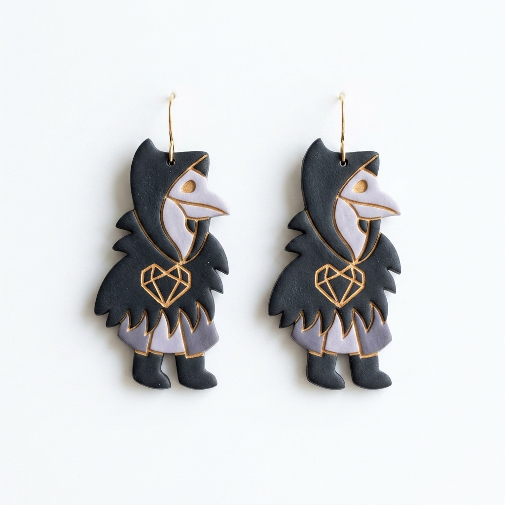 Crow Plague Doctor Polymer Clay Cutter | 25–45mm Halloween Gothic Earring Cutter | IrisCrafts7