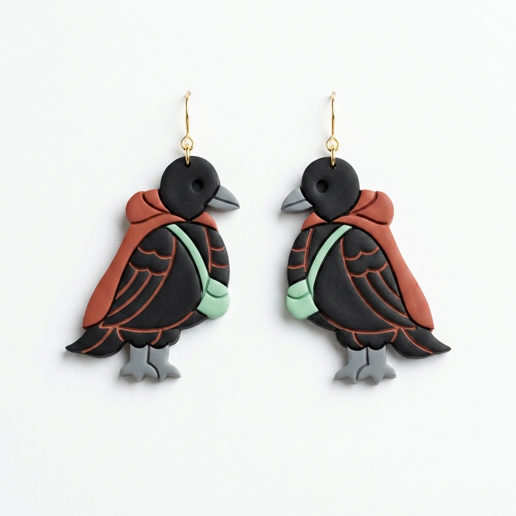Crow in Fall Clothes Polymer Clay Cutter | 25–45mm Autumn Earring Cutter | IrisCrafts7