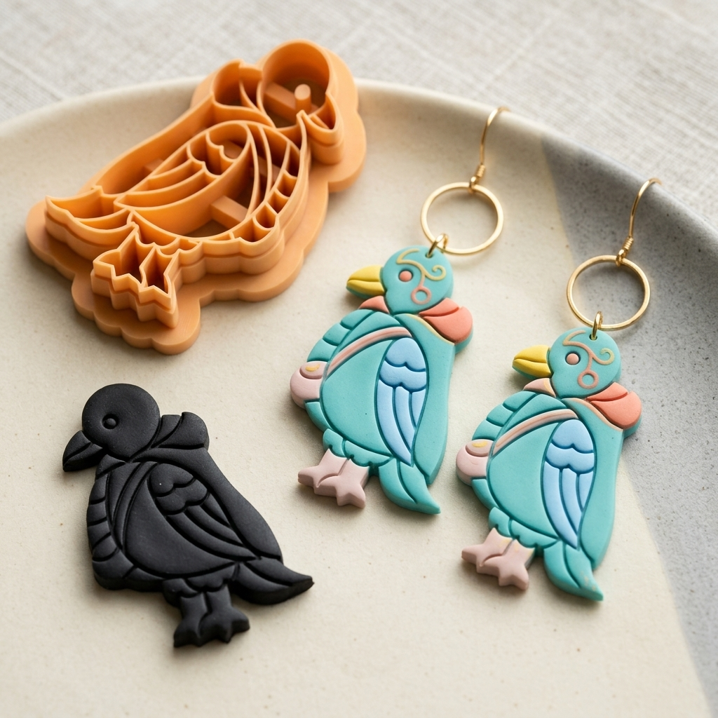 Crow in Fall Clothes Polymer Clay Cutter | 25–45mm Autumn Earring Cutter | IrisCrafts7